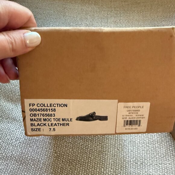 NEW IN BOX Free People Mazie Loafer Mule in Black Leather - Size 7.5 - Picture 3 of 6